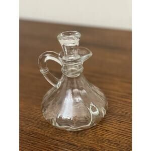 Vintage Anchor Hocking Clear Glass Oil and Vinegar Cruet w Topper- Mid Century